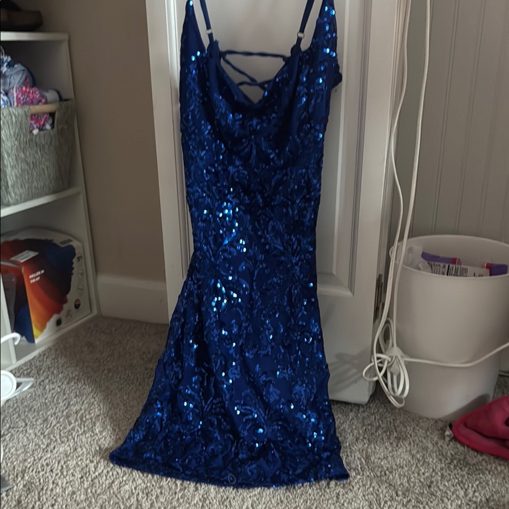 Elegant Blue Sequin Dress
